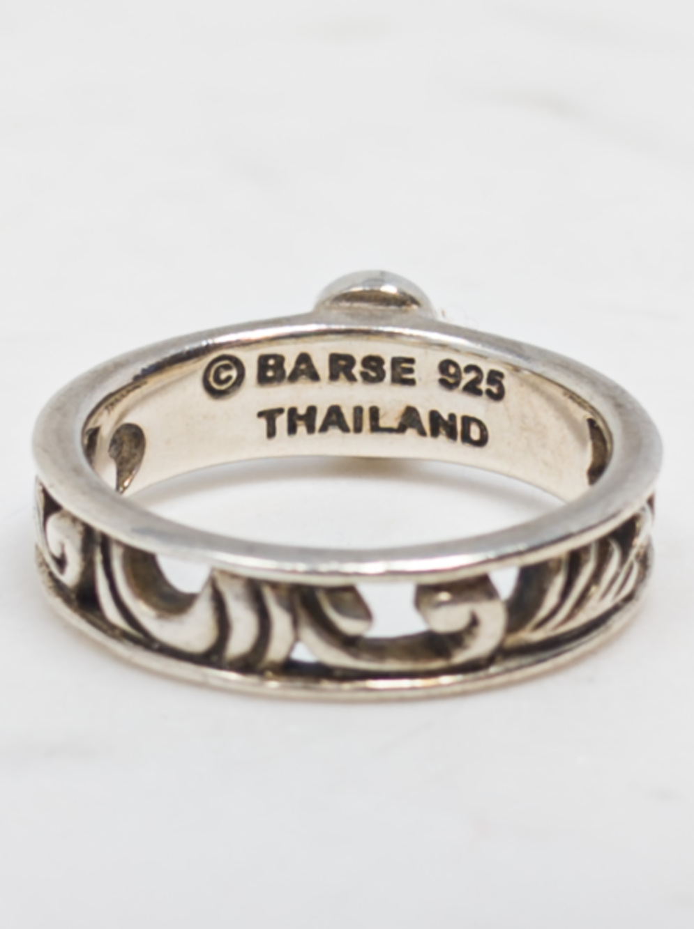 Barse 925 Sterling Silver Turquoise Scroll Ring, Sz 7.75, Handmade Thailand - Picture 3 of 16